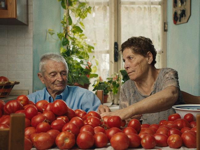 One of the film’s octogenarian stars, Carlo Gonella, and Maria Cicciù. Picture: Sony Pictures Classics