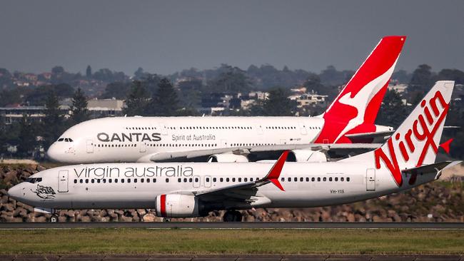 Virgin Australia’s private equity owner is looking to capitalise on the strong share price performance of Qantas by moving to float the airline on the ASX. Picture: David Gray, AFP