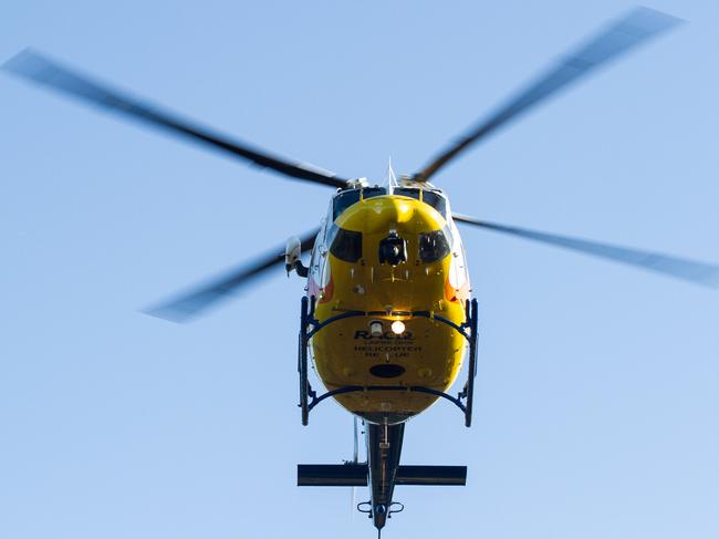 RACQ Life Flight Chopper arrives on the scene of a serious Goodwood Crash.