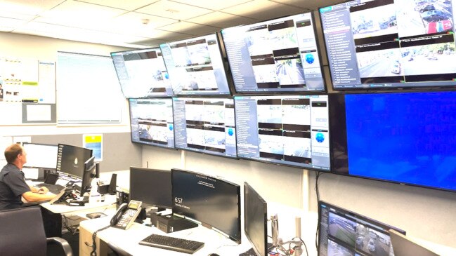 Inside CCTV room at Geelong Police headquarters