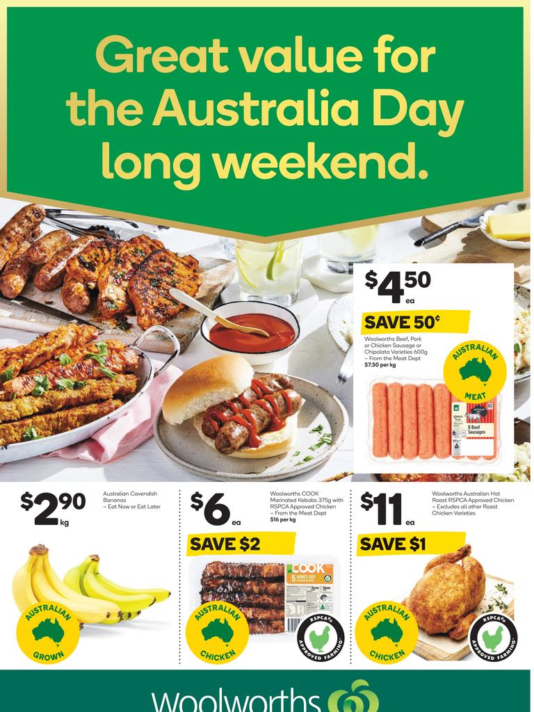 Woolworths Ad for Australia Day Specials after announcing they will no longer sell Australia Day merchandise. Photo: Supplied