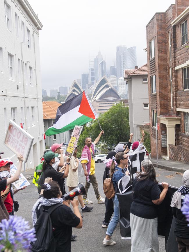 The protesters walked through the streets of the Sydney suburb. Picture: NewsWire / Jeremy Piper