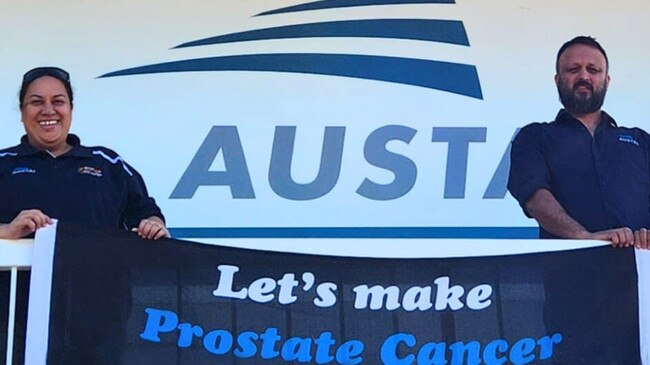 Monica Berryman and Austal Darwin operations manager Chris Munday. Together they are raising money for the Prostate Cancer Foundation. Picture: supplied