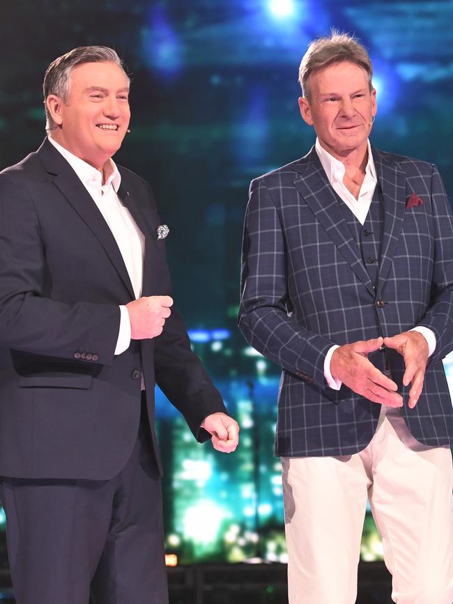 Eddie McGuire and Sam Newman were swapped for the new team. Picture: Channel 9