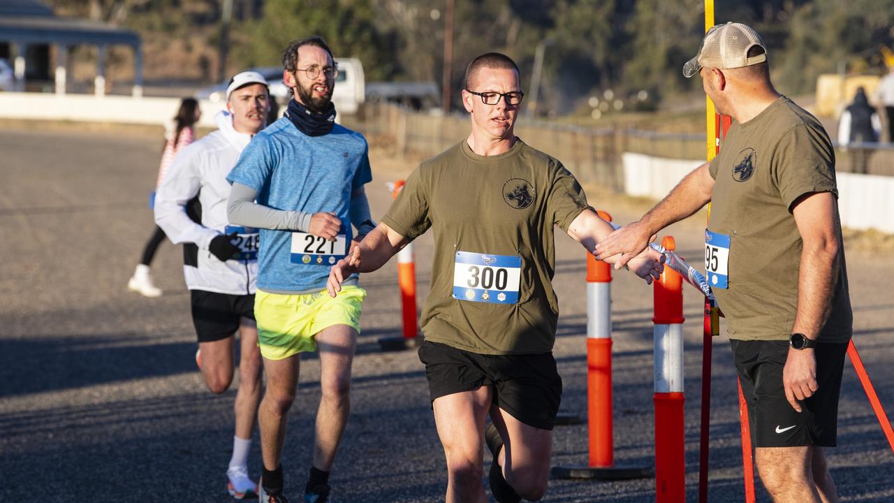 Jared Barton finishes a lap for team Defence Force School of Signals – Electronic Warfare Wing during 40 for Fortey. Picture: Kevin Farmer