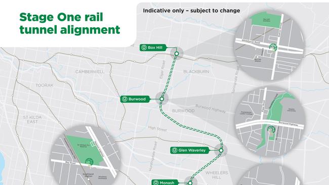 The affected sites of the Suburban Rail Loop, Stage One.