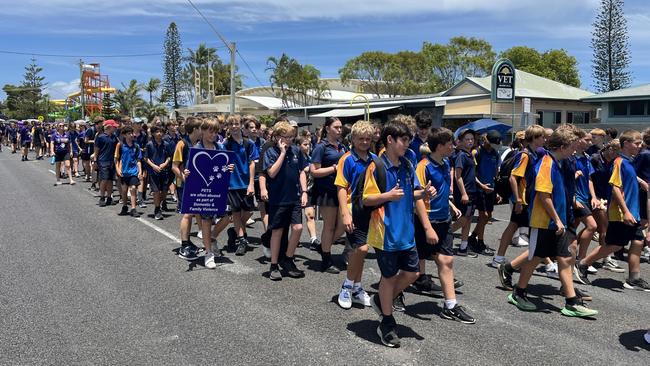 The march went from Ballina Visitor Information Centre along River and Cherry Streets to the Ballina Indoor Sports Centre. Picture: Andy Garlepp