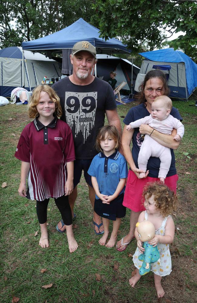 David Stephenson and Rochelle Sneddon with Shaeleah, 11, Charli, 6, Lilliana, 2, and Paisley-May, six months. Picture: Liam Kidston