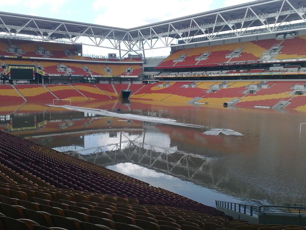 Brisbane's Suncorp Stadium after the devastation of the 2011 event.