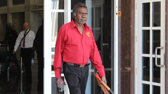 Yothu Yindi founding member Witiyana Marika outside the historic sitting of the High Court in Darwin on Wednesday. Picture: Jason Walls