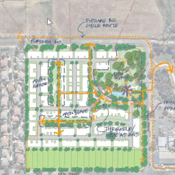 Concept plans for the Carina development showing the conservation area in the north-east of the site.