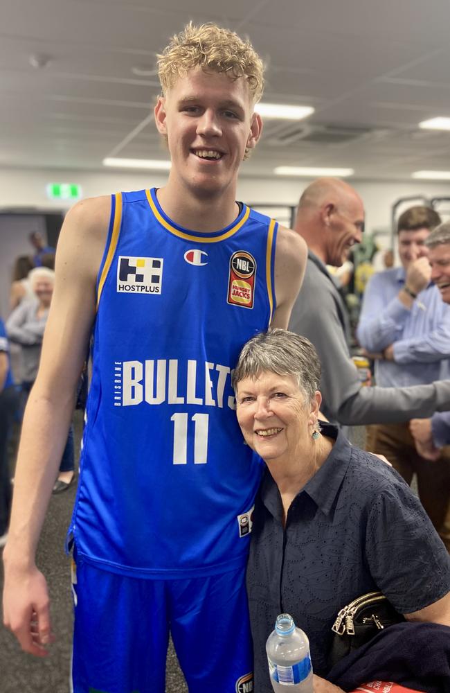 Rocco Zikarksy with his grandmother Virginia who comes to every game.