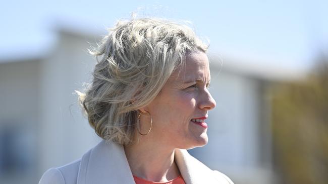 Minister for Housing and Homelessness, Clare O'Neil visits a site for 17 new commonwealth funded social homes in Coombs, Canberra. Picture: NewsWire / Martin Ollman