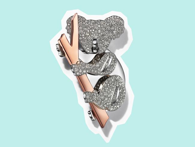 An 18k white gold koala brooch is part of Tiffany & Co.'s Save The Wild collection. Picture: Tiffany & Co.