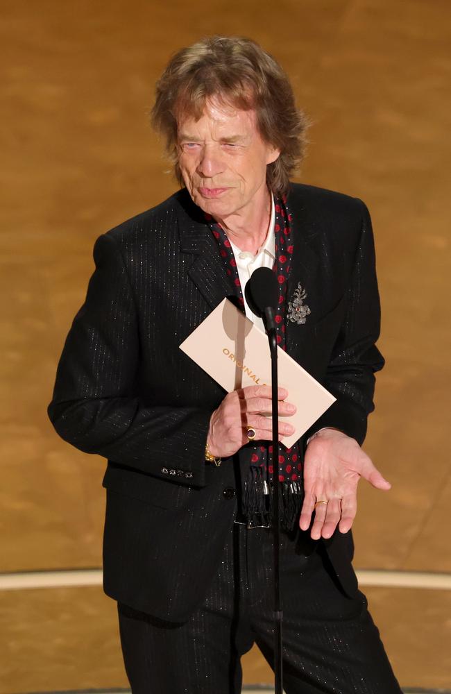 Mick Jagger presents best original song. Picture: Kevin Winter/Getty Images