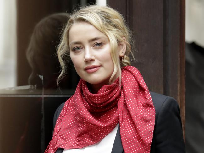 Amber Heard arrives at the Royal Courts of Justice, the Strand in London for another day of court drama. Picture: Getty Images