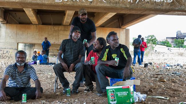 A group of Indigenous men in Mount Isa, Queensland. Picture: Brian Cassey