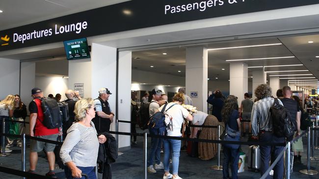 The Cairns Domestic Airport is experiencing higher passenger numbers than in 2019, with travel hungry Australians keen for a post Covid holiday heading to Far North Queensland this winter. Picture: Brendan Radke