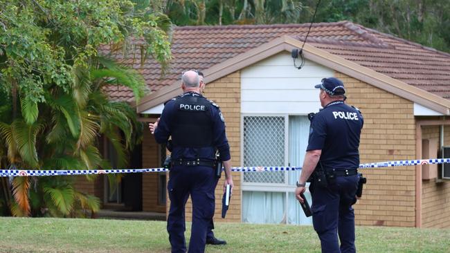 Police investigate an alleged murder at a home in Kallangur. Picture: David Clark