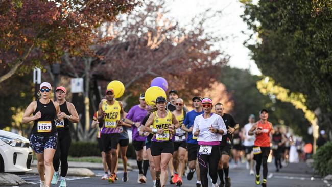 Runners on Ruthven St in the Toowoomba CBD in the Toowoomba Marathon (and half marathon), Sunday, May 4, 2025. Picture: Kevin Farmer