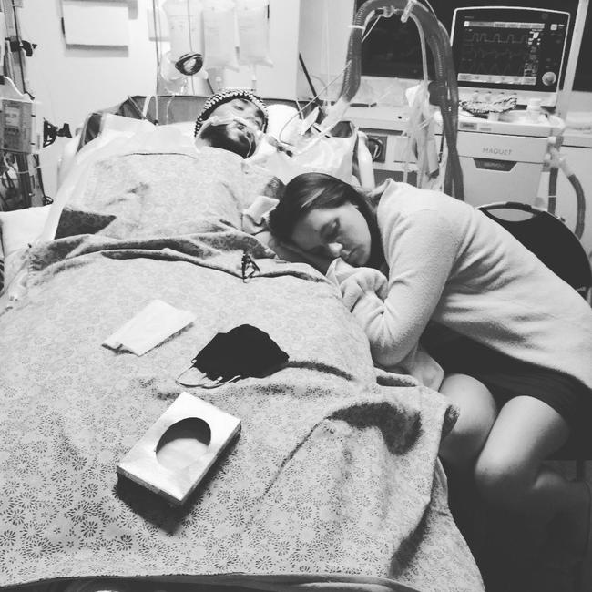 Rochelle is shown at her late husband’s bedside after a car accident on December 22, 2020. Picture: Jam Press