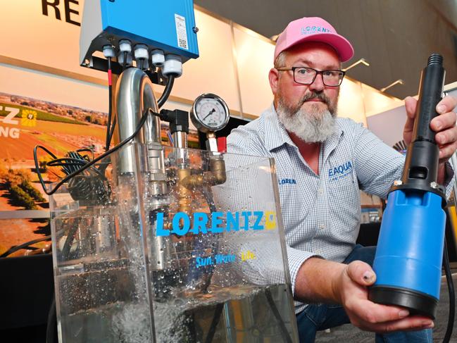 NTCA Convention at Darwin Convention Centre Co-founder of Reaqua Kevin Hopkins with his composite submersible pump Picture Julianne Osborne