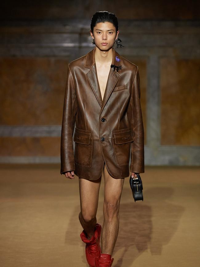 Upcycled leather jackets at Coach SS24.