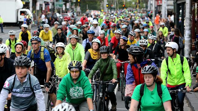 A mass bike ride was held in 2015 to commemorate a cyclist killed on Sydney Rd Brunswick in a dooring incident.