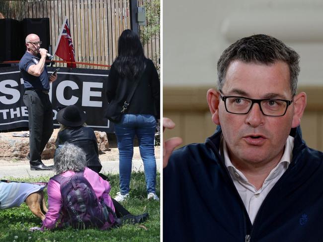 A small group of protesters have asked for Daniel Andrews to be removed as chair of Orygen. Picture: Supplied.