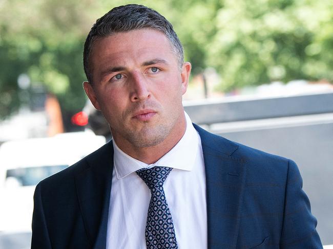 SYDNEY, AUSTRALIA - NewsWire Photos FEBRUARY, 5, 2021: Sam Burgess (right) is seen leaving the Moss Vale Local Court, in Moss Vale, NSW. Former NRL star Sam Burgess has been given a two-year community corrections order after he was found guilty of intimidating his former father-in-law, Mitch Hooke, during a confrontation at HookeÃs Southern Highland property in 2019. Picture: NCA NewsWire/Bianca De Marchi