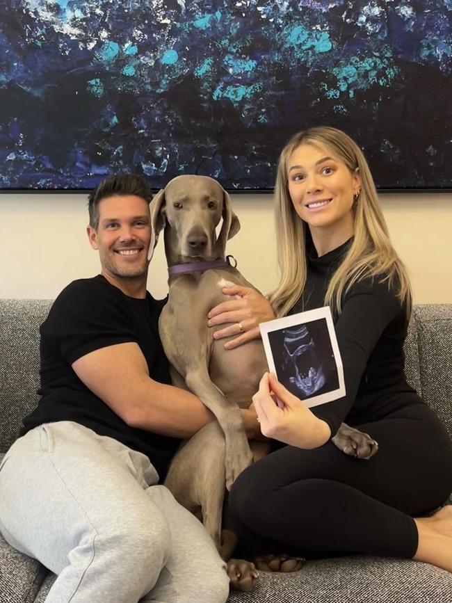 Blair and Melanie James with their dog Sadie, announce they are expecting their first child