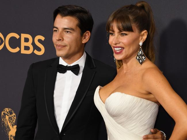 Sofia with her son — yes, son! — Manolo Vergara. Picture: AFP