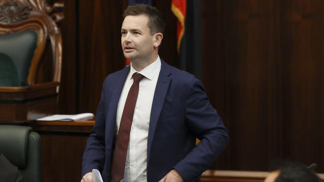 Labor leader Dean Winter outline the no-confidence threat in his budget reply speech on Tuesday. Picture: Nikki Davis-Jones