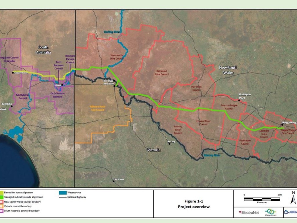 The proposed route map of the SA-NSW interconnector. Picture: Supplied