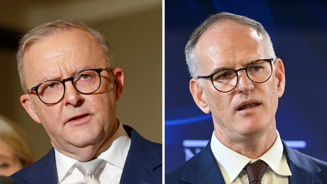 News Corp Australasia executive chairman Michael Miller, right, says Anthony Albanese's narrative that News Corp was out to get him and his party is a ploy straight out of Labor’s ‘election playbook’.