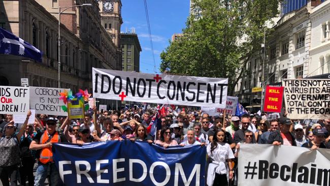 Melbourne has been the site for ugly protests this week over the states proposed pandemic law. Picture NCA NewsWire/Paul Jeffers