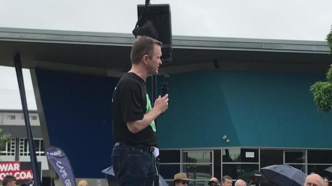 Mick Crowe speaking at the For the Future of Our Regions rally