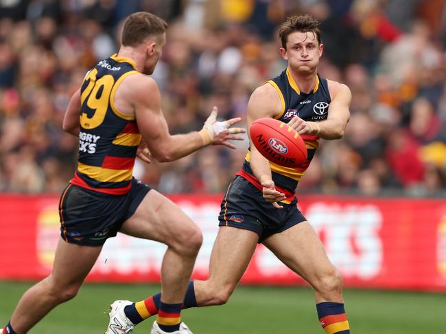 Mick McGuane wants the Crows to move past Rory Laird and Matt Crouch. Picture: Sarah Reed/AFL Photos via Getty Images