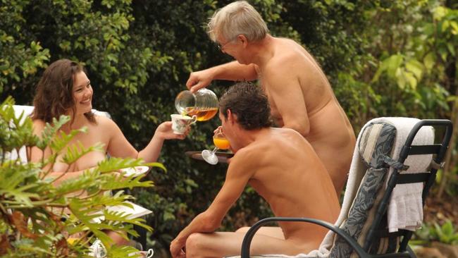 Naturists enjoy a nudist retreat at Noosa, Queensland.