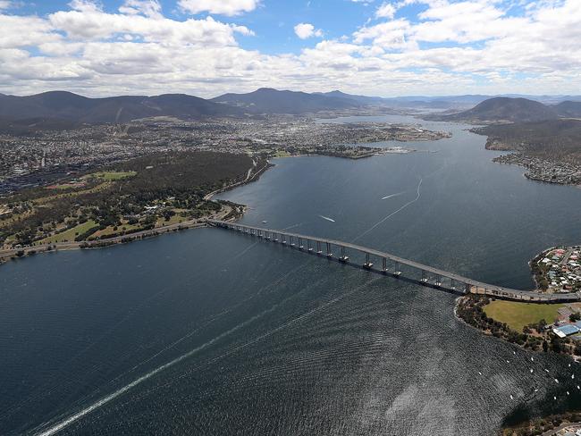 Generic aerials Hobart. The River Derwent. Picture: SAM ROSEWARNE.