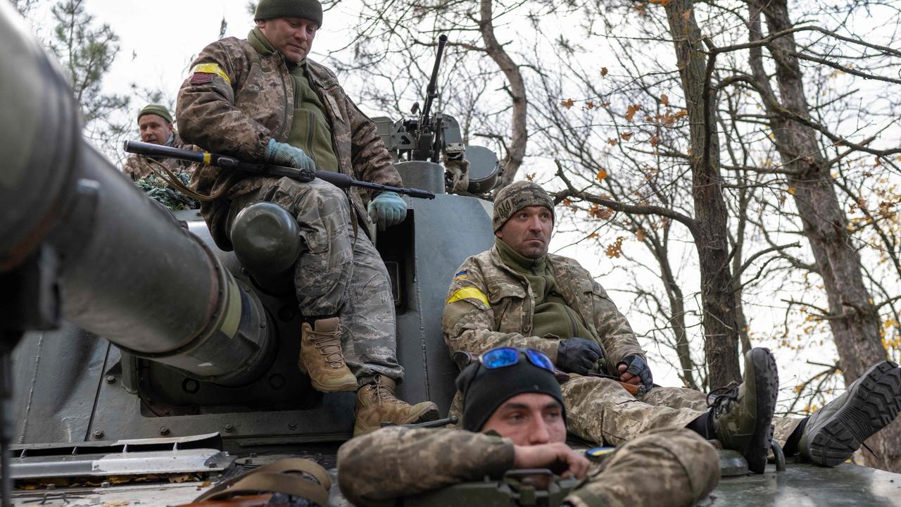 A Ukrainian artillery unit prepares for battle near Kherson. Picture: AFP