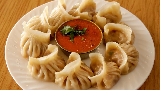 Chicken momo dumplings at AD’s Kitchen, a Nepalese restaurant in Campsie. Picture: Jonathan Ng