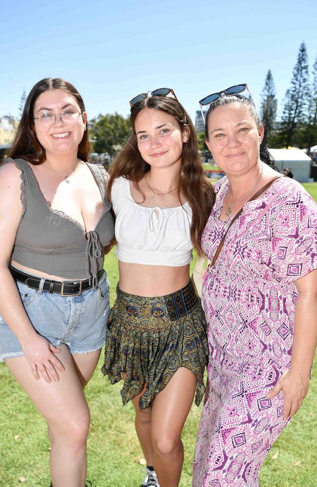 Tameka Bridge, Shari and Bec at Caloundra Music Festival. Picture: Patrick Woods.