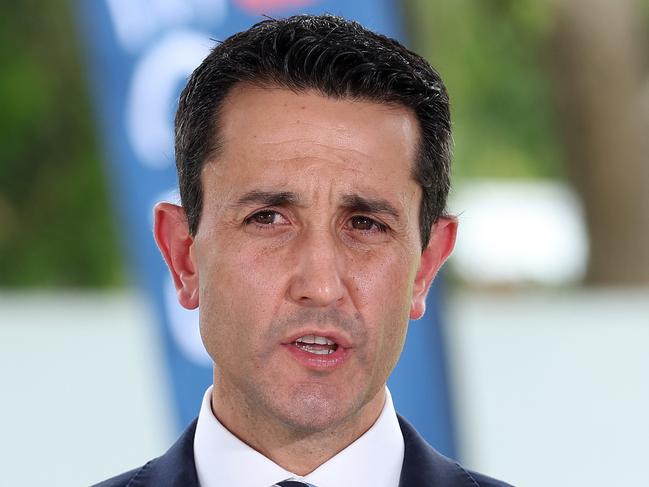 Premier David Crisafulli during a media conference at the site a new housing development in Capalaba. Picture: Liam Kidston