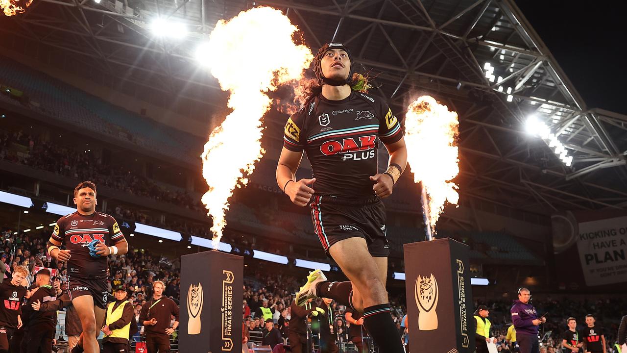 Jarome Luai completed a remarkable return form injury when he ran out for the Panthers in their preliminary final clash with Melbourne. Picture: Getty Images