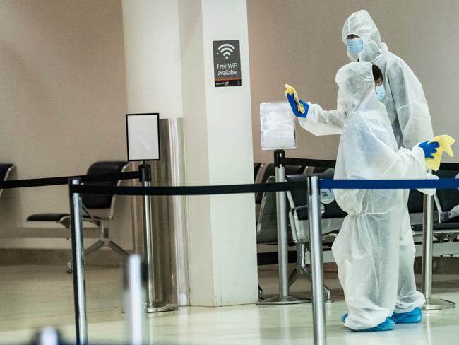 Cleaners at work at Perth airport. Picture: NCA NewsWire / Tony McDonough