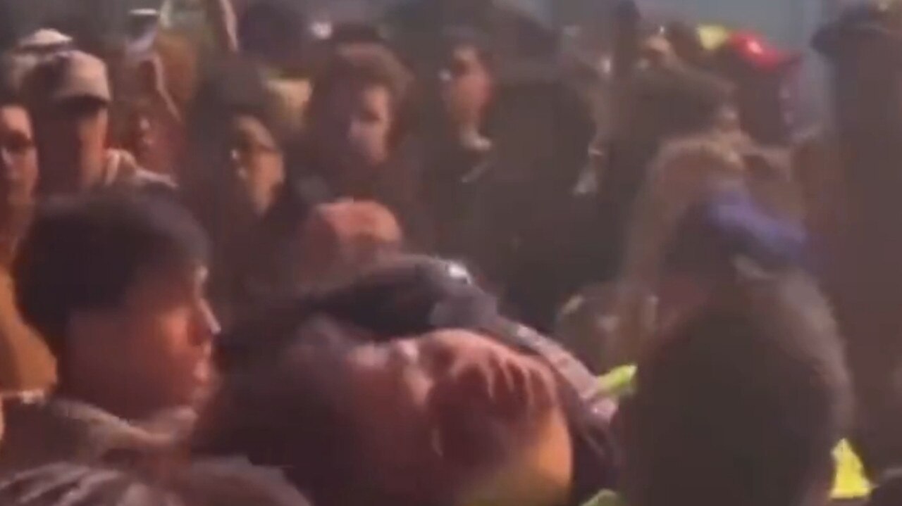 Concertgoers tried to stop the crowd crush during Travis Scott’s show. Picture: Twitter.