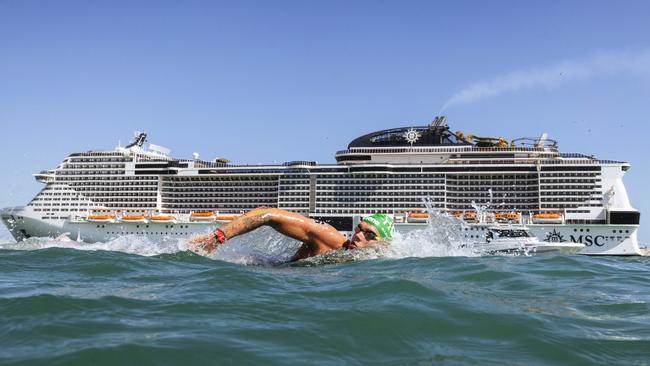 Kristof Rasovszky of Team Hungary competes in the Men’s Open Water 10km at the Doha 2024 World Aquatics Championships. Picture: Adam Pretty/Getty Images