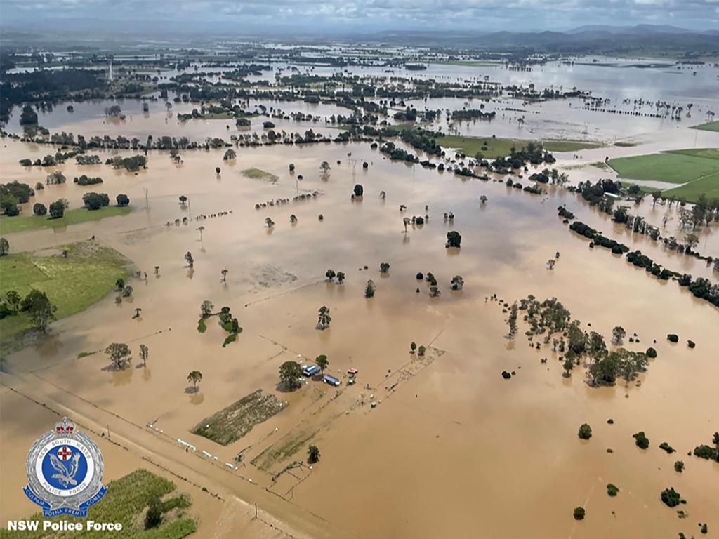 An aerial view taken on Tuesday of a flooded area in northern NSW. Photo: AFP Photo/NSW Police