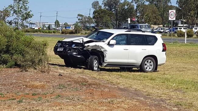 The second vehicle involved in an early morning crash in Dalby. Picture: Lachlan Berlin